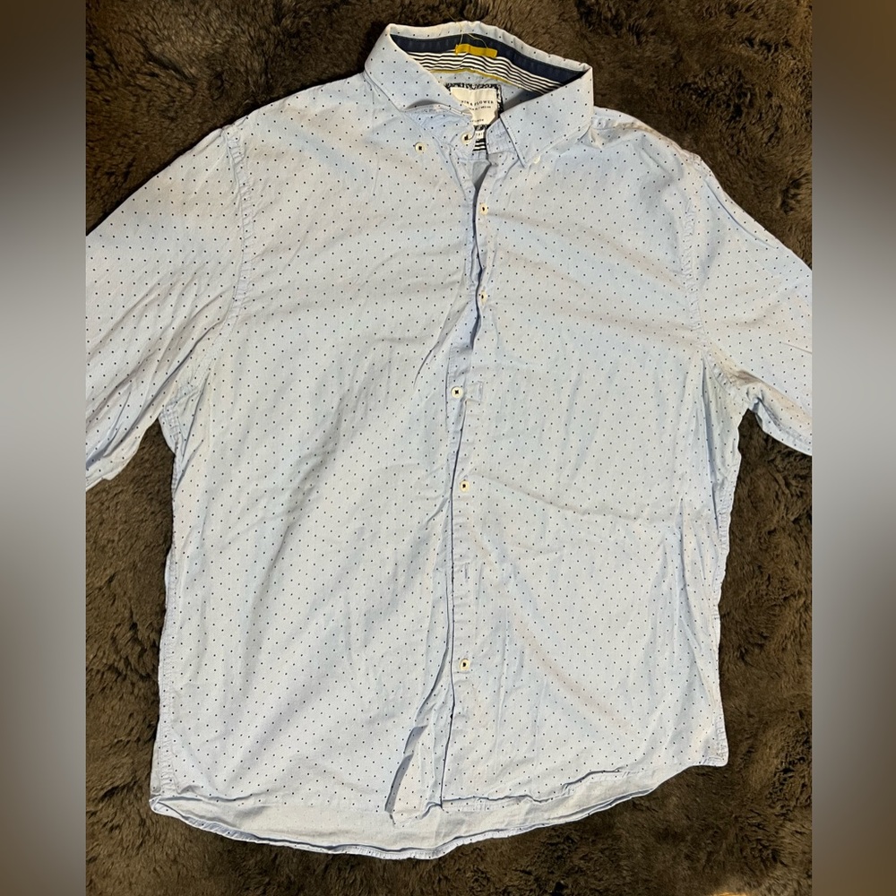 Denim & Flower Light Blue Dotted Dress Shirt Size XL